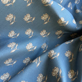 Lenten Rose on Prussian Blue Fabric by the yard