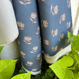 Lenten Rose on Prussian Blue Fabric by the yard