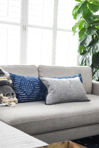 Gray Slate with Blue Piping Pillow Cover