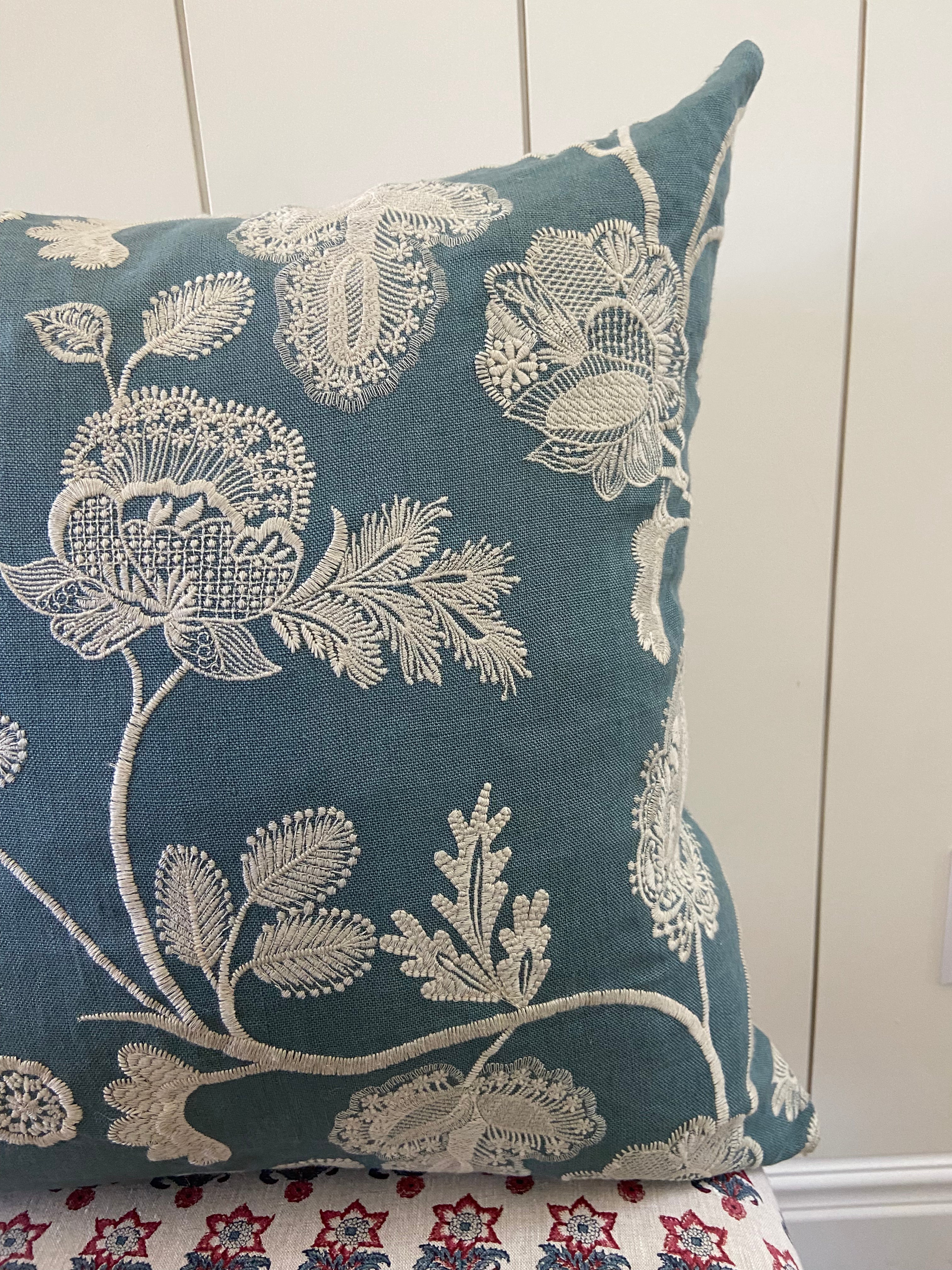 Embroidered Botanic Blue